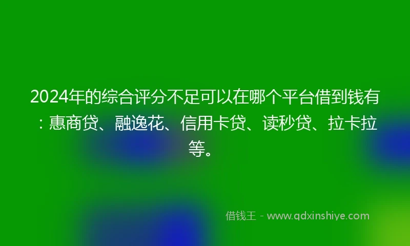 2024年的综合评分不足可以在哪个平台借到钱有：惠商贷、融逸花、信用卡贷、读秒贷、拉卡拉等。