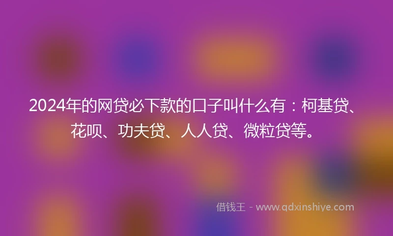 2024年的网贷必下款的口子叫什么有：柯基贷、花呗、功夫贷、人人贷、微粒贷等。