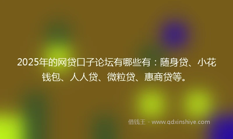 2025年的网贷口子论坛有哪些有：随身贷、小花钱包、人人贷、微粒贷、惠商贷等。