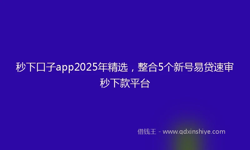 秒下口子app2025年精选，整合5个新号易贷速审秒下款平台