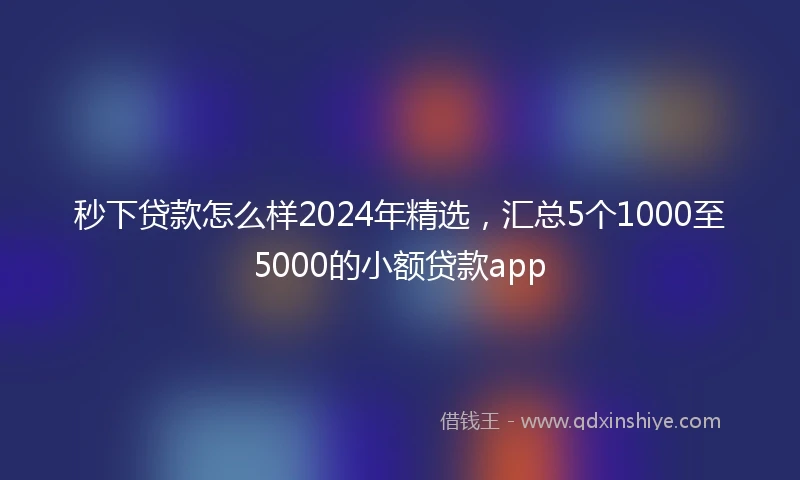 秒下贷款怎么样2024年精选，汇总5个1000至5000的小额贷款app