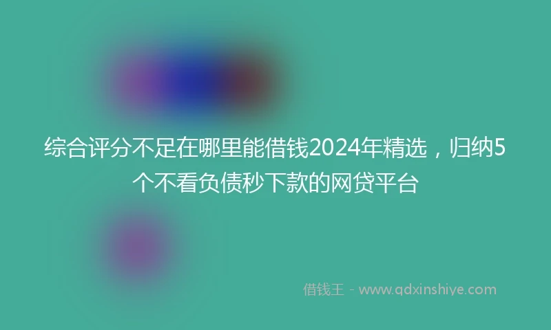 综合评分不足在哪里能借钱2024年精选，归纳5个不看负债秒下款的网贷平台