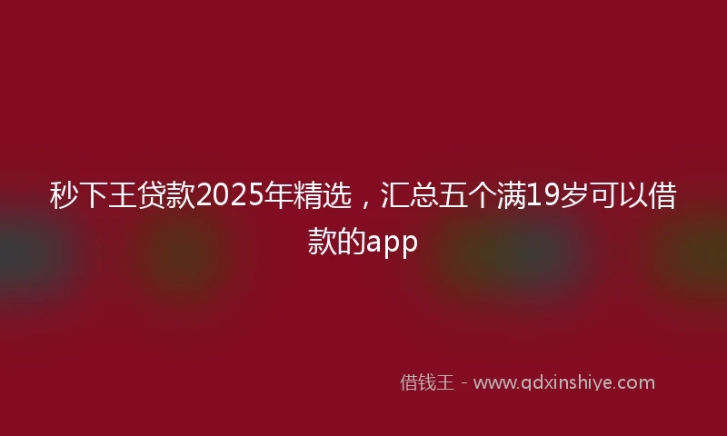 秒下王贷款2025年精选，汇总五个满19岁可以借款的app