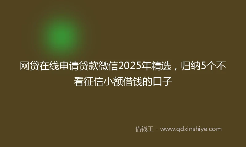 网贷在线申请贷款微信2025年精选，归纳5个不看征信小额借钱的口子