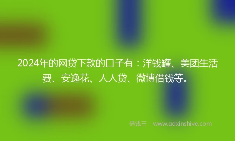 2024年的网贷下款的口子有：洋钱罐、美团生活费、安逸花、人人贷、微博借钱等。