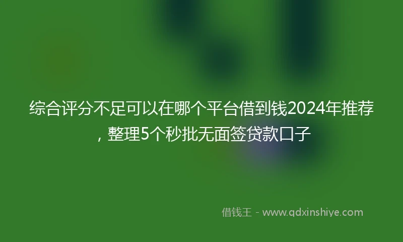 综合评分不足可以在哪个平台借到钱2024年推荐，整理5个秒批无面签贷款口子