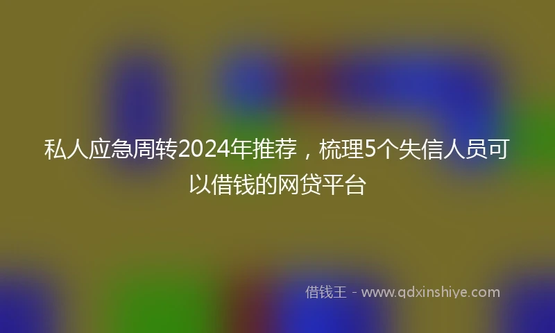 私人应急周转2024年推荐，梳理5个失信人员可以借钱的网贷平台
