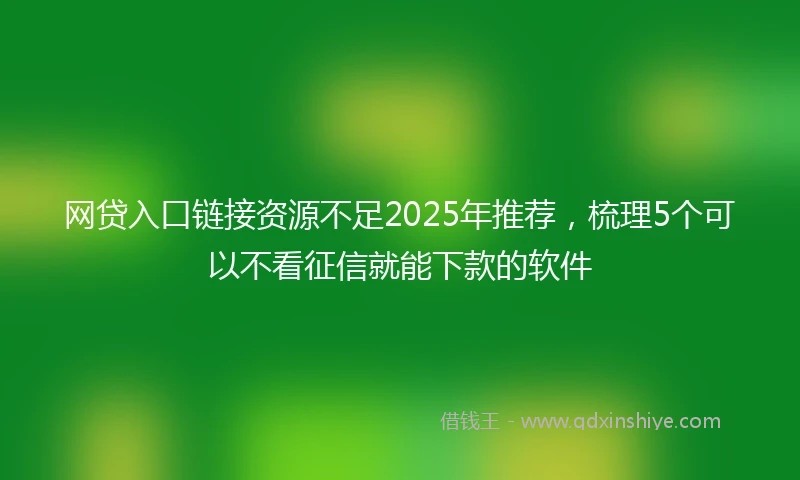 网贷入口链接资源不足2025年推荐，梳理5个可以不看征信就能下款的软件
