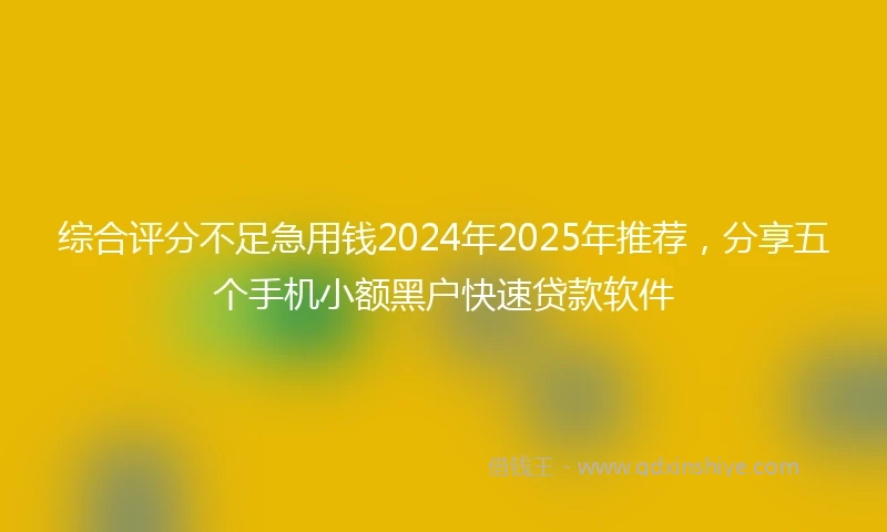 综合评分不足急用钱2024年2025年推荐，分享五个手机小额黑户快速贷款软件