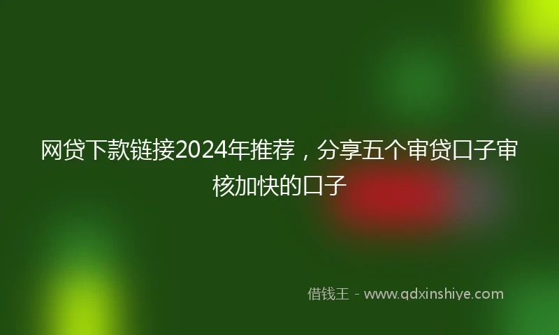 网贷下款链接2024年推荐，分享五个审贷口子审核加快的口子