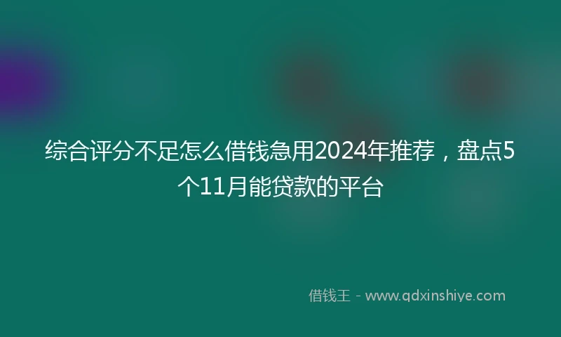 综合评分不足怎么借钱急用2024年推荐，盘点5个11月能贷款的平台