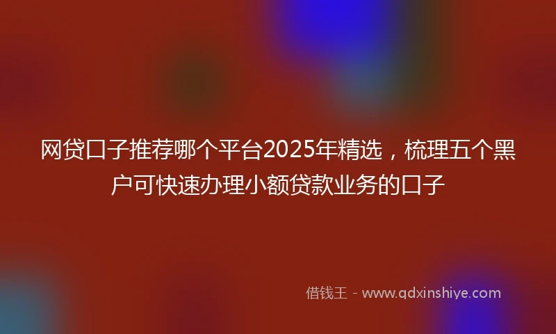 网贷口子推荐哪个平台2025年精选，梳理五个黑户可快速办理小额贷款业务的口子