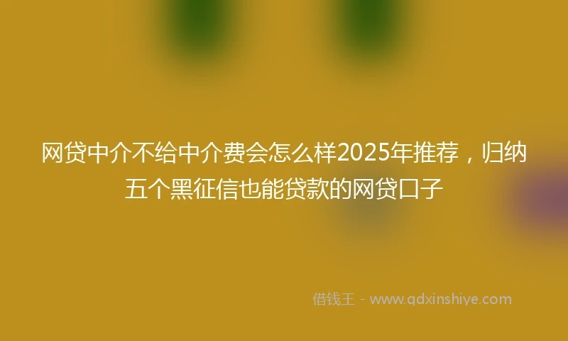 网贷中介不给中介费会怎么样2025年推荐，归纳五个黑征信也能贷款的网贷口子