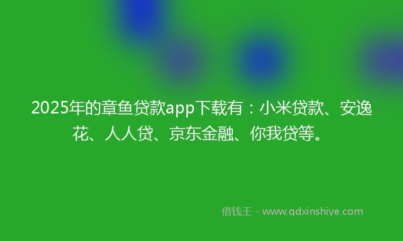 2025年的章鱼贷款app下载有：小米贷款、安逸花、人人贷、京东金融、你我贷等。