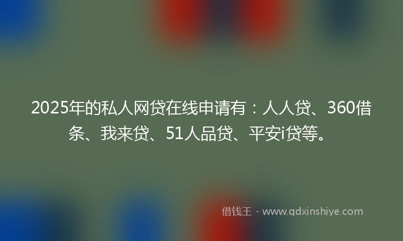 2025年的私人网贷在线申请有：人人贷、360借条、我来贷、51人品贷、平安i贷等。