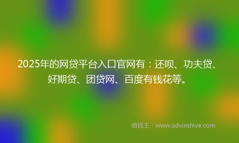 2025年的网贷平台入口官网有：还呗、功夫贷、好期贷、团贷网、百度有钱花等。