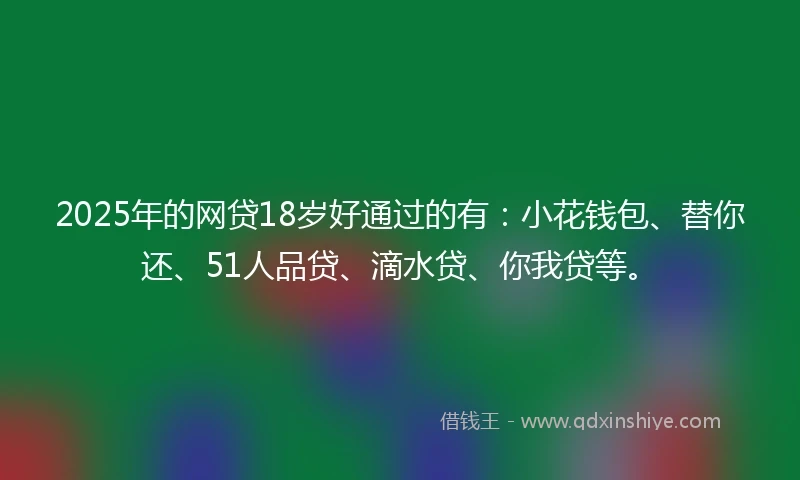 2025年的网贷18岁好通过的有：小花钱包、替你还、51人品贷、滴水贷、你我贷等。