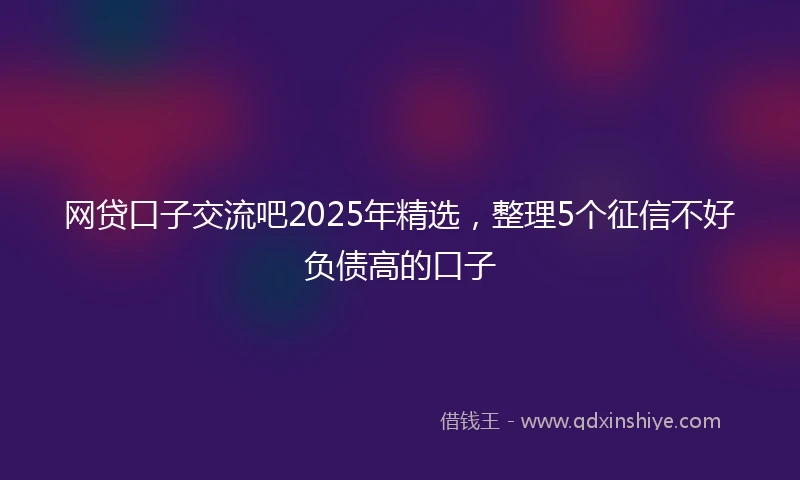 网贷口子交流吧2025年精选，整理5个征信不好负债高的口子