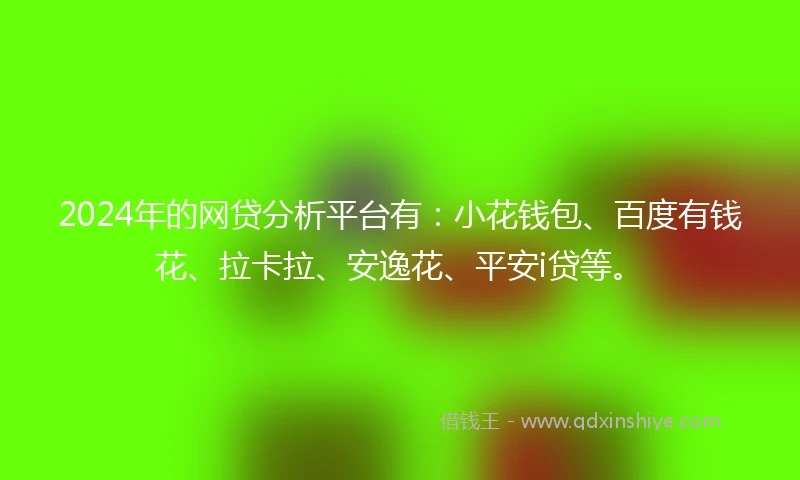 2024年的网贷分析平台有：小花钱包、百度有钱花、拉卡拉、安逸花、平安i贷等。