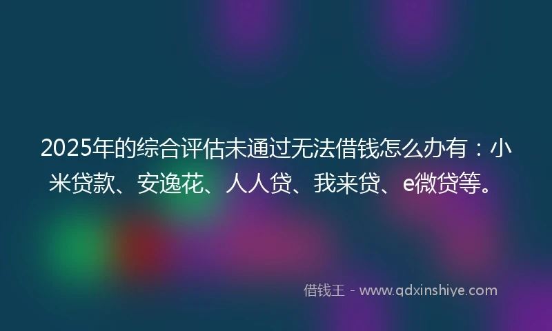 2025年的综合评估未通过无法借钱怎么办有：小米贷款、安逸花、人人贷、我来贷、e微贷等。