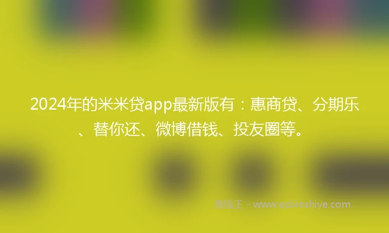2024年的米米贷app最新版有：惠商贷、分期乐、替你还、微博借钱、投友圈等。