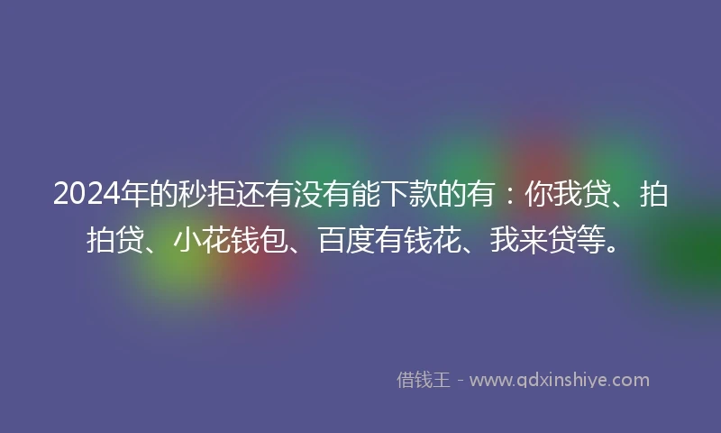 2024年的秒拒还有没有能下款的有：你我贷、拍拍贷、小花钱包、百度有钱花、我来贷等。