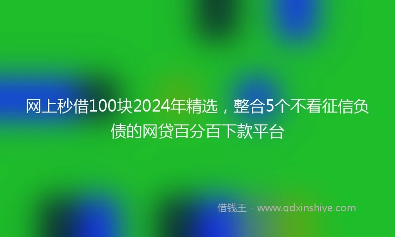 网上秒借100块2024年精选，整合5个不看征信负债的网贷百分百下款平台