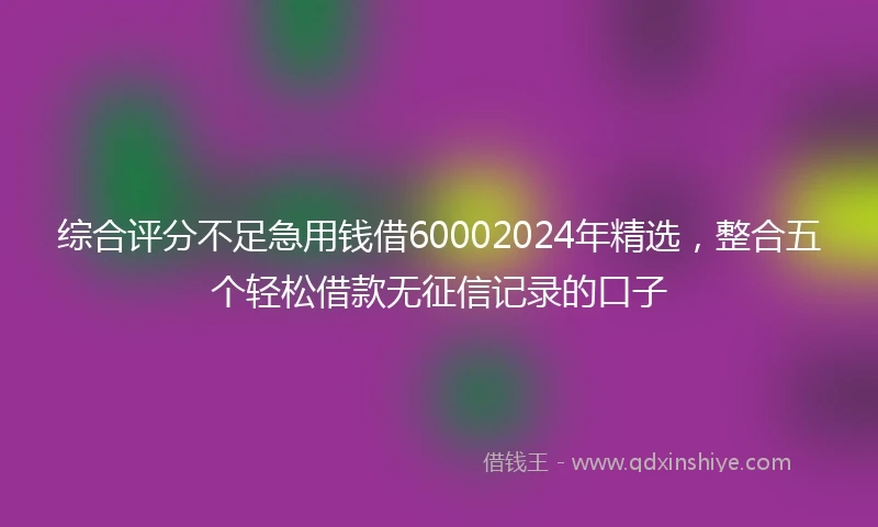 综合评分不足急用钱借60002024年精选，整合五个轻松借款无征信记录的口子