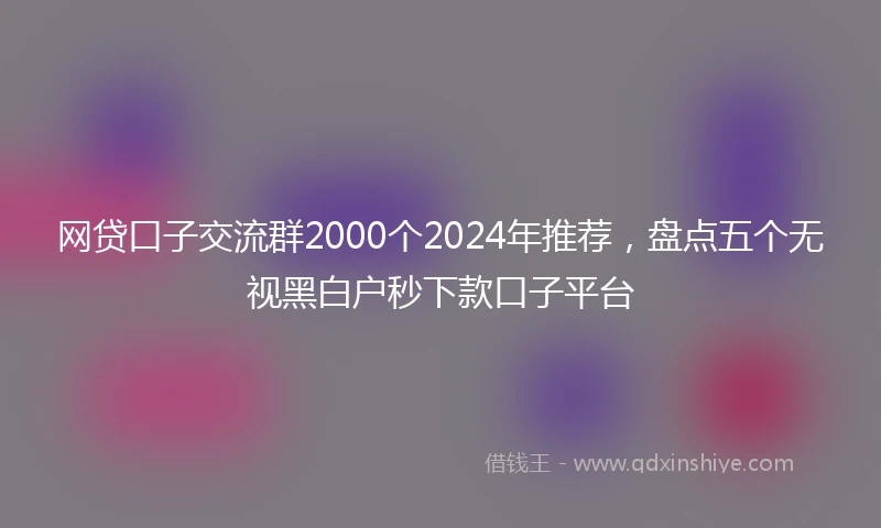 网贷口子交流群2000个2024年推荐，盘点五个无视黑白户秒下款口子平台