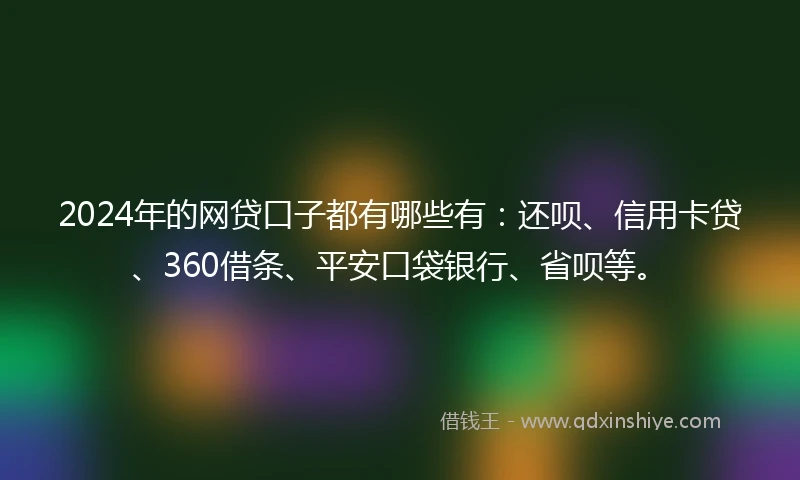 2024年的网贷口子都有哪些有：还呗、信用卡贷、360借条、平安口袋银行、省呗等。