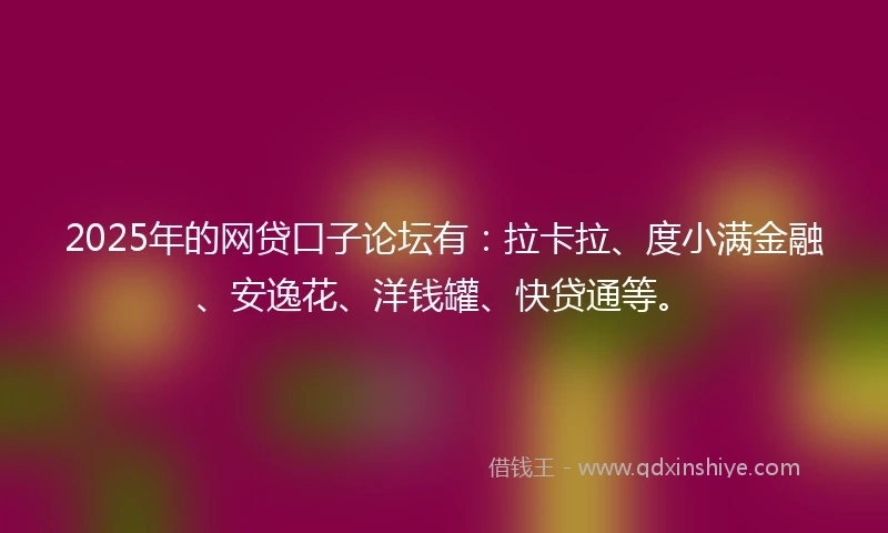 2025年的网贷口子论坛有：拉卡拉、度小满金融、安逸花、洋钱罐、快贷通等。