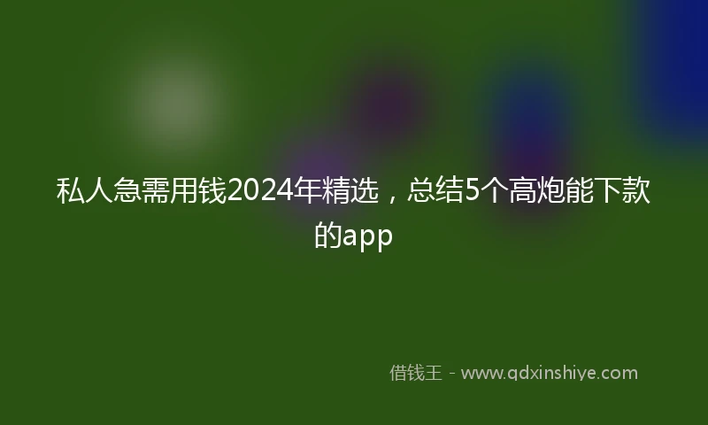 私人急需用钱2024年精选，总结5个高炮能下款的app
