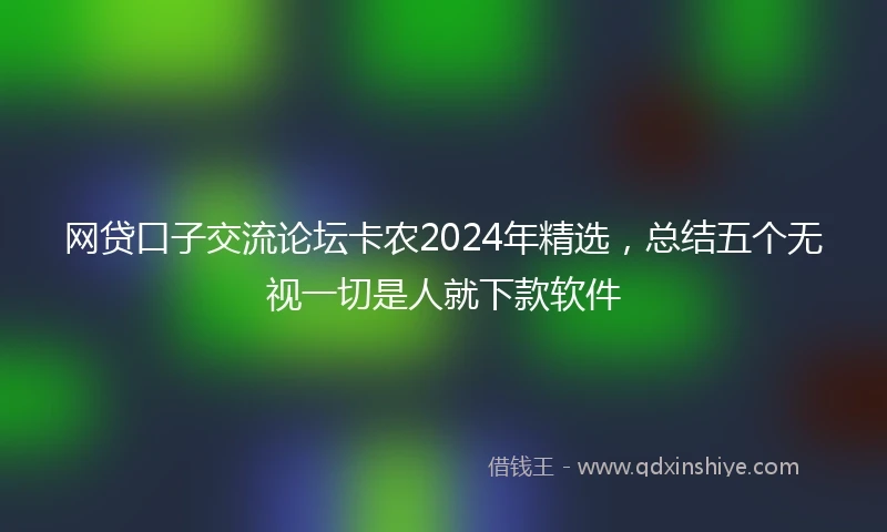 网贷口子交流论坛卡农2024年精选，总结五个无视一切是人就下款软件