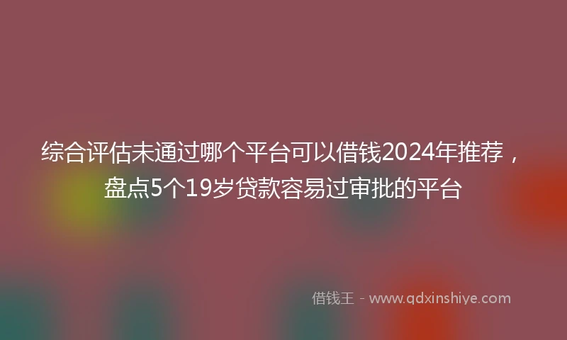 综合评估未通过哪个平台可以借钱2024年推荐，盘点5个19岁贷款容易过审批的平台