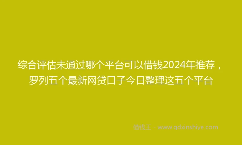 综合评估未通过哪个平台可以借钱2024年推荐，罗列五个最新网贷口子今日整理这五个平台