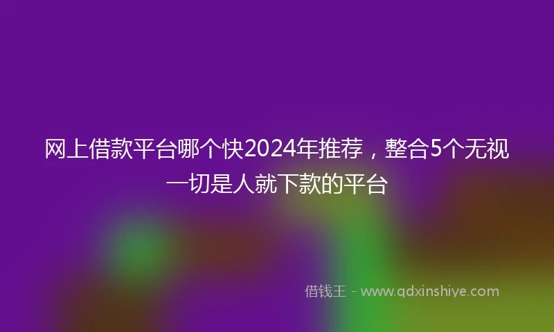 网上借款平台哪个快2024年推荐，整合5个无视一切是人就下款的平台