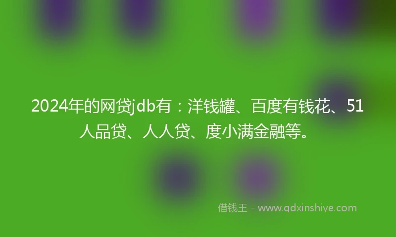 2024年的网贷jdb有:洋钱罐、百度有钱花、51人品贷、人人贷、度小满金融等。