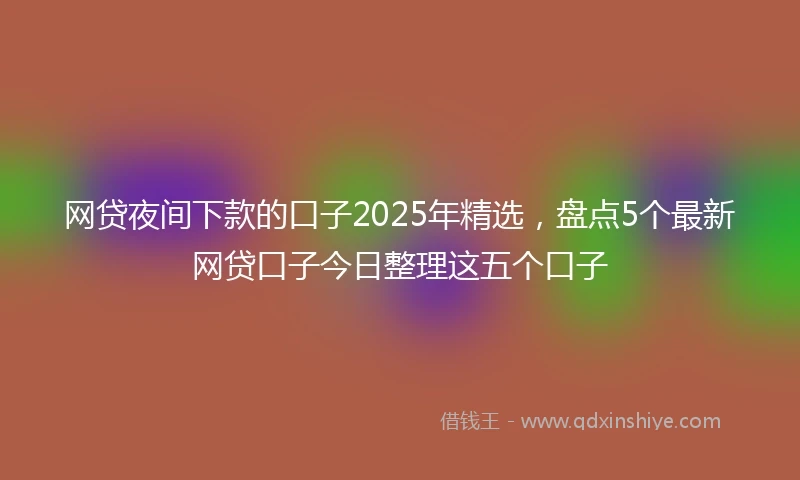网贷夜间下款的口子2025年精选，盘点5个最新网贷口子今日整理这五个口子