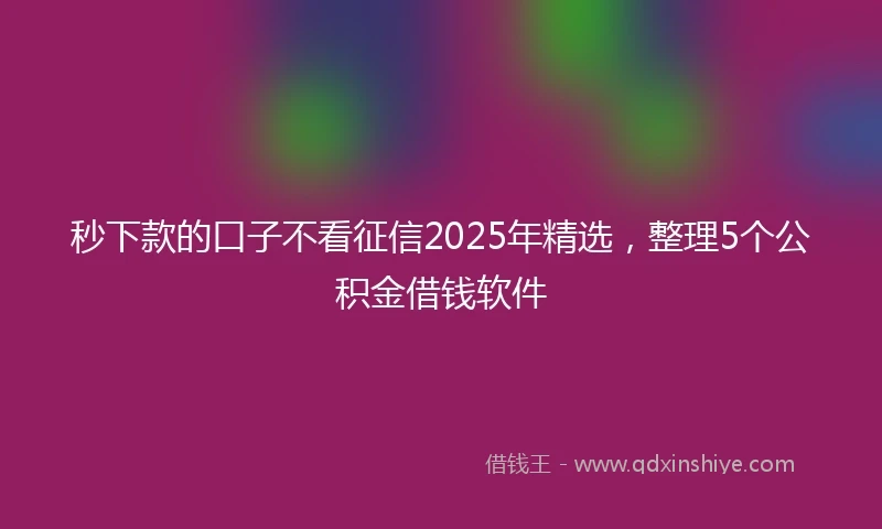秒下款的口子不看征信2025年精选，整理5个公积金借钱软件