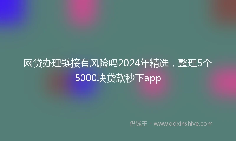 网贷办理链接有风险吗2024年精选，整理5个5000块贷款秒下app