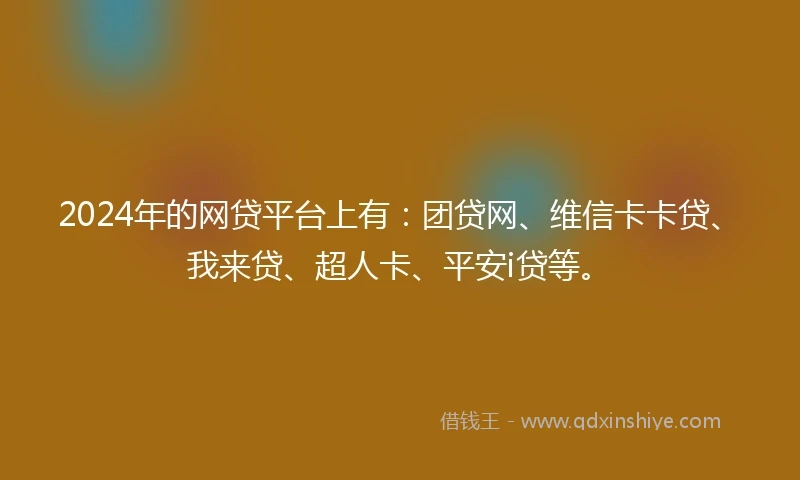 2024年的网贷平台上有：团贷网、维信卡卡贷、我来贷、超人卡、平安i贷等。