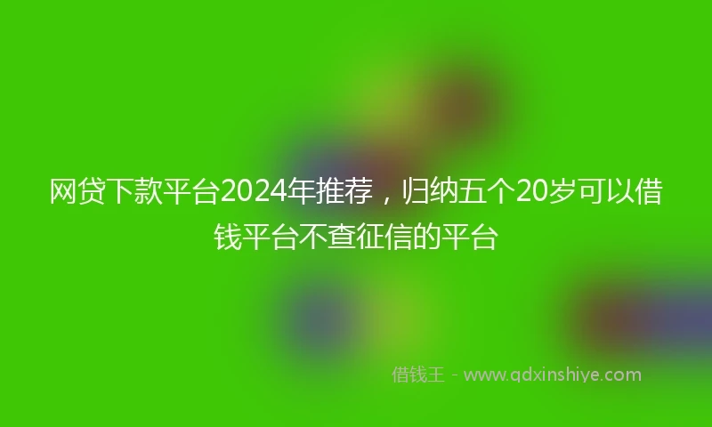 网贷下款平台2024年推荐，归纳五个20岁可以借钱平台不查征信的平台