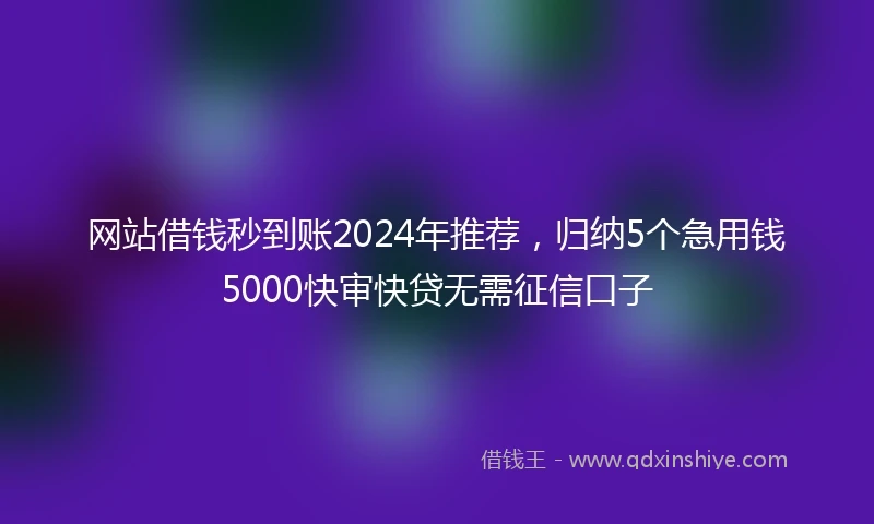 网站借钱秒到账2024年推荐，归纳5个急用钱5000快审快贷无需征信口子