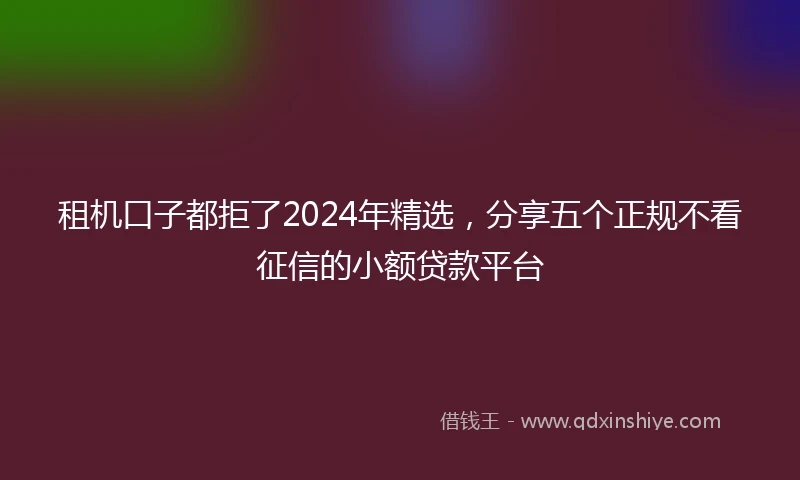 租机口子都拒了2024年精选，分享五个正规不看征信的小额贷款平台