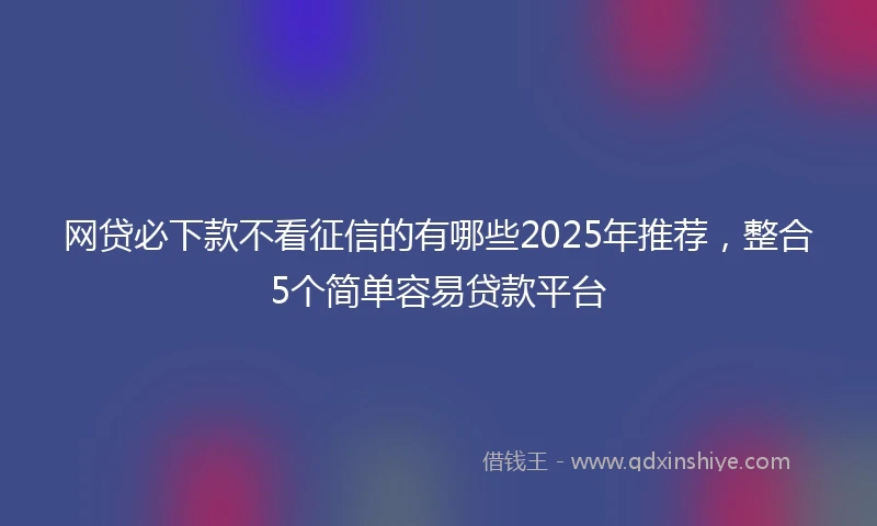 网贷必下款不看征信的有哪些2025年推荐，整合5个简单容易贷款平台
