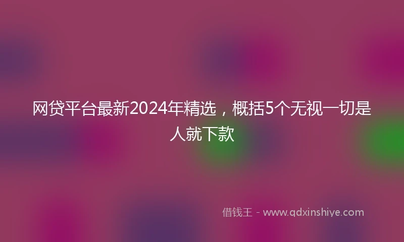 网贷平台最新2024年精选，概括5个无视一切是人就下款