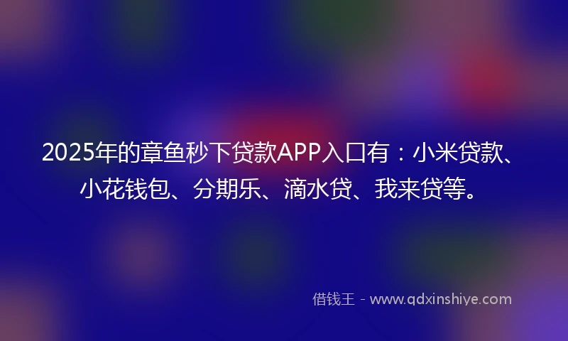 2025年的章鱼秒下贷款APP入口有：小米贷款、小花钱包、分期乐、滴水贷、我来贷等。