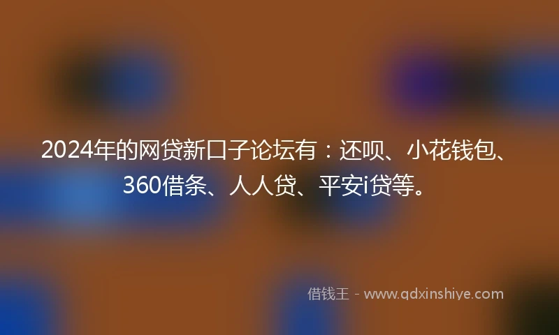 2024年的网贷新口子论坛有：还呗、小花钱包、360借条、人人贷、平安i贷等。