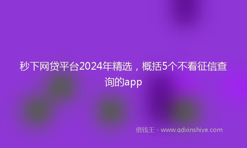 秒下网贷平台2024年精选，概括5个不看征信查询的app