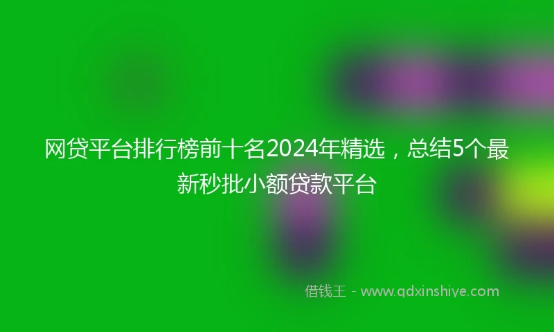 网贷平台排行榜前十名2024年精选，总结5个最新秒批小额贷款平台